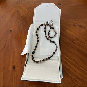 10K Gold TIGERS EYE Baroque Pearl Opaque 10mm Bead Long Necklace New Tags GIFT